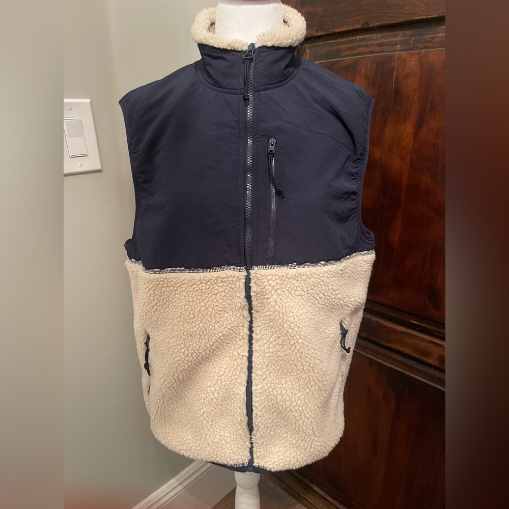 Navy and Cream Fleece Vest